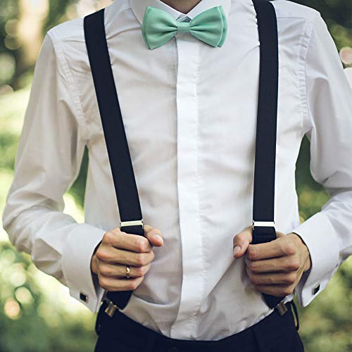 Zngou Mens Adjustable Heavy Duty Y Back Suspenders Black