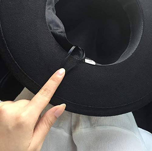 Upstore Womens Black Wide Brim Fedora Hat