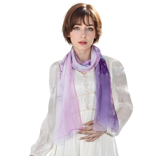 Lamca Chiffon Floral Print Scarf - Lightweight Shawl