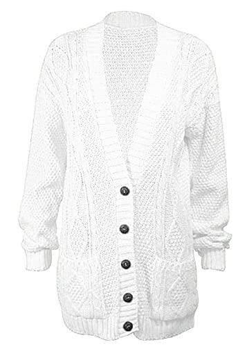 LUXE DIVA Womens Long Sleeve Cable Knit Cardigan UK 8-26