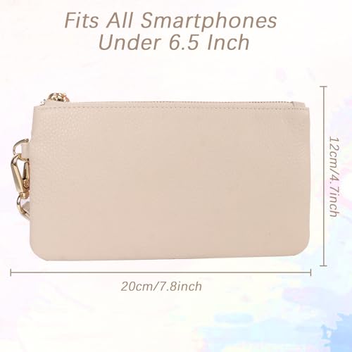 Jiusely Genuine Leather Wristlet Clutch, Zip Purse Wallet