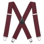 FACATH 5cm Wide X-Shaped Heavy Duty Suspenders with Clips
