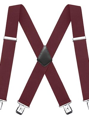 FACATH 5cm Wide X-Shaped Heavy Duty Suspenders with Clips