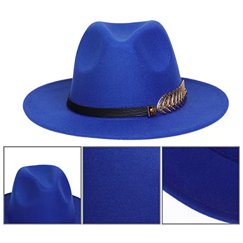 JK Home Classic 1920s Gatsby Fedora, Patchwork Blue/Yellow