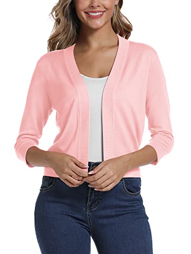 Women's Elegant 3/4 Sleeve Cropped Shrug Cardigan