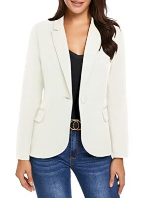 Vetinee Women's One Button Blazer with Pockets