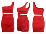Zesoyne Womens Sexy 1 Shoulder Sleeveless Mini Dress