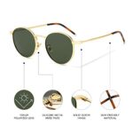 SUNGAIT Vintage Polarized Round Metal Sunglasses