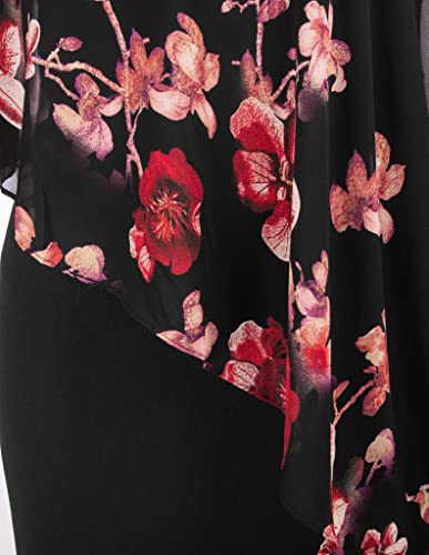 Hanna Nikole Plus Size Cape Chiffon Cocktail Dress