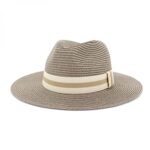 SIGOYI Unisex Panama Straw Hat with Striped Band