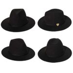 JK Home Wide Brim Fedora Hat - Felt Panama Cap - 2pcs
