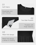 AUSELILY Women's Short Sleeve Pleated Casual Dress, Knee Length