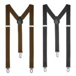 Zngou Mens Adjustable Heavy Duty Y Back Suspenders Black
