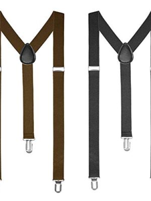 Zngou Mens Adjustable Heavy Duty Y Back Suspenders Black