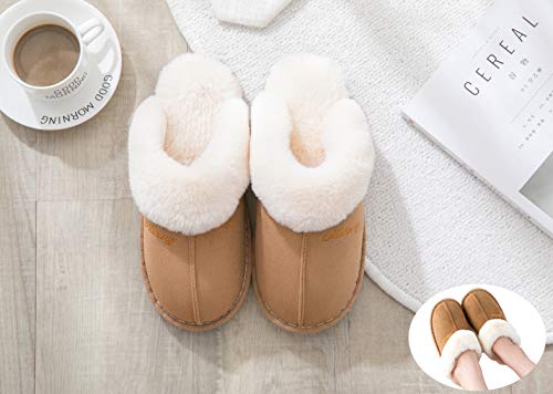 Misolin Women's Memory Foam Fluffy Slippers, Indoor/Outdoor