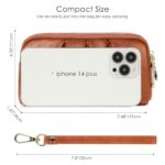 Genuine Leather Ruched Wristlet Wallet with Strap