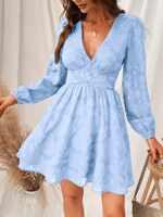 CUPSHE Women's Lace Floral Print Mini Dress, Long Sleeve