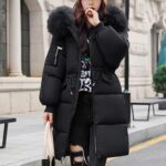 Women's Mid-length Down Puffer Coat with Fur Hood, UK 10-18