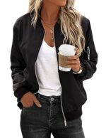 Zeagoo Women's Quilted Bomber Jacket, Black, Size L