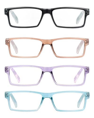 JM 4 Pack Women's Fashion Spring Hinge Reading Glasses