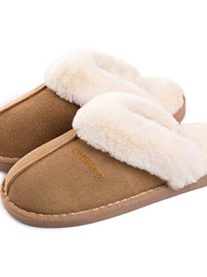 Misolin Women's Memory Foam Fluffy Slippers, Indoor/Outdoor