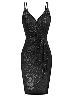 GRACE KARIN Women Sequined Sleeveless V-Neck Bodycon Dress