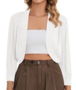 YADIFEN Summer 3/4 Sleeve Lightweight Cropped Cardigan