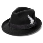 Geebuzz Classic Short Brim Fedora Hat with Feathers