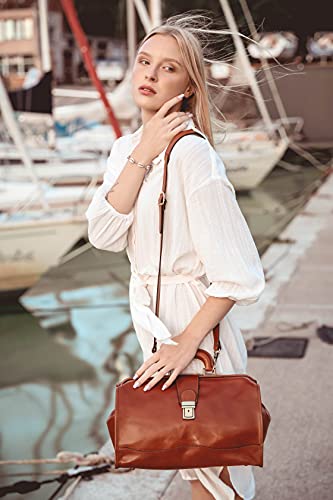 Vintage Style Small Dark Brown Leather Doctor Bag
