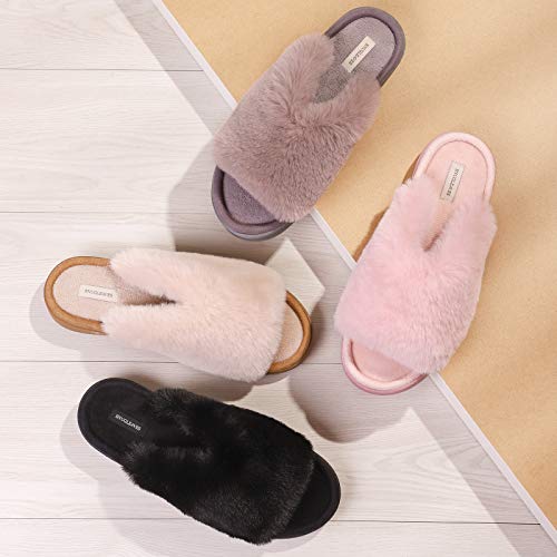 Snug Leaves Ladies' Deluxe Memory Foam Open Toe Slippers