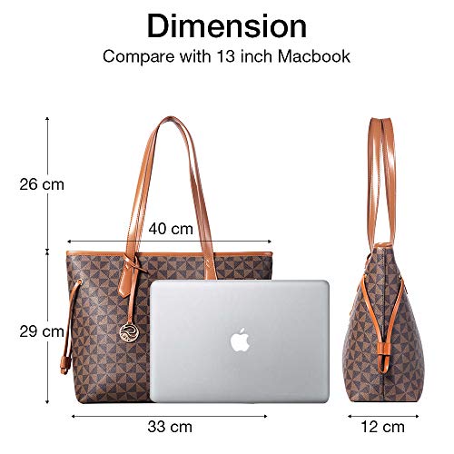 Lekesky Brown Faux Leather Tote Bag for Women