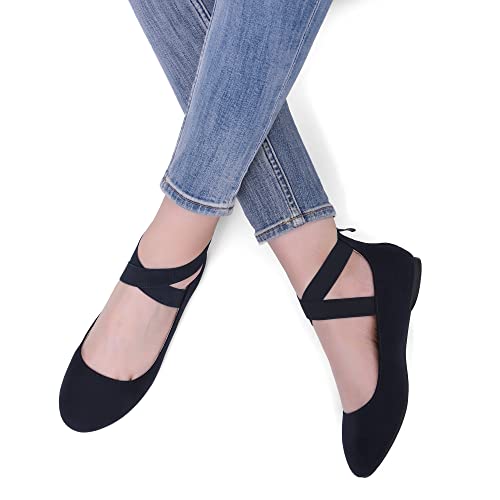 DREAM PAIRS Women's Ballerina Flats with Elastic Straps