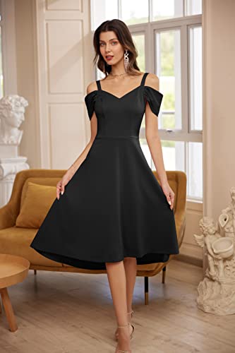 GRACE KARIN Women Cold Shoulder V-Neck High-Low Dress