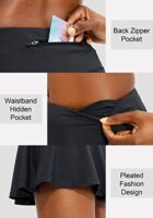 ThreeH Pleated High-Waisted Athletic Skort with Pockets