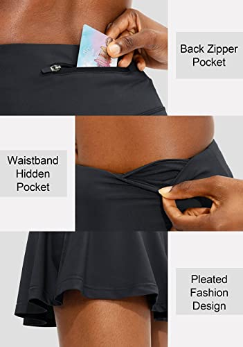 ThreeH Pleated High-Waisted Athletic Skort with Pockets