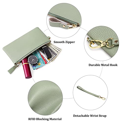 SENDEFN RFID Blocking Leather Wristlet Bag for Women