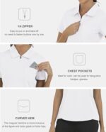 MoFiz Women's Short Sleeve Polo Shirt with 1/4 Zipper