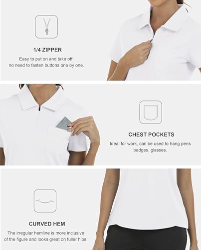 MoFiz Women's Short Sleeve Polo Shirt with 1/4 Zipper