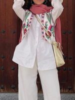 Vintage Floral Embroidered Crop Vest - Women's