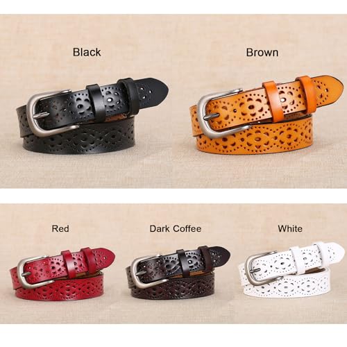 Spolife Women's Vintage Hollow Flower Leather Belt