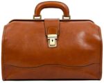Vintage Style Small Dark Brown Leather Doctor Bag