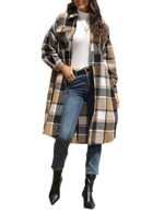 Sukany Women's Casual Wool Blend Plaid Shirt Jacket