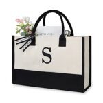 Monogrammed Initial Canvas Beach Tote for Women