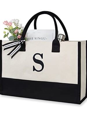 Monogrammed Initial Canvas Beach Tote for Women