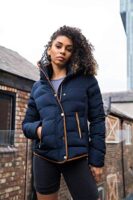 Ladies Quilted Winter Puffer Coat with Faux Fur Hood