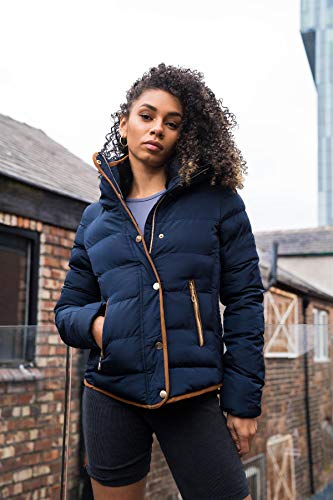Ladies Quilted Winter Puffer Coat with Faux Fur Hood