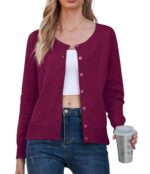 GRECERELLE Women's Button Down Crewneck Cardigan Knit