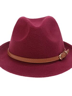 NiceYnn Unisex Wool Panama Hat, Curl Brim Jazz Fedora