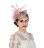 Sinamay Flower Feather Fascinator Headband for Women