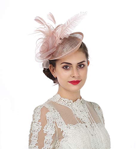 Sinamay Flower Feather Fascinator Headband for Women